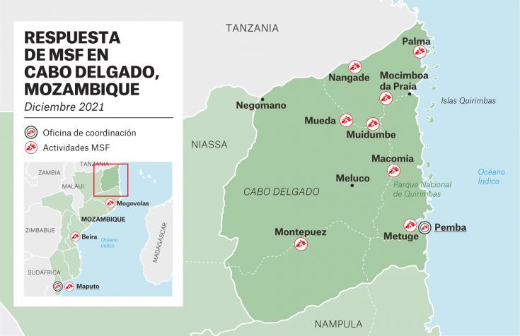 Mapa Cabo Delgado Mozambique Diciembre 2021
