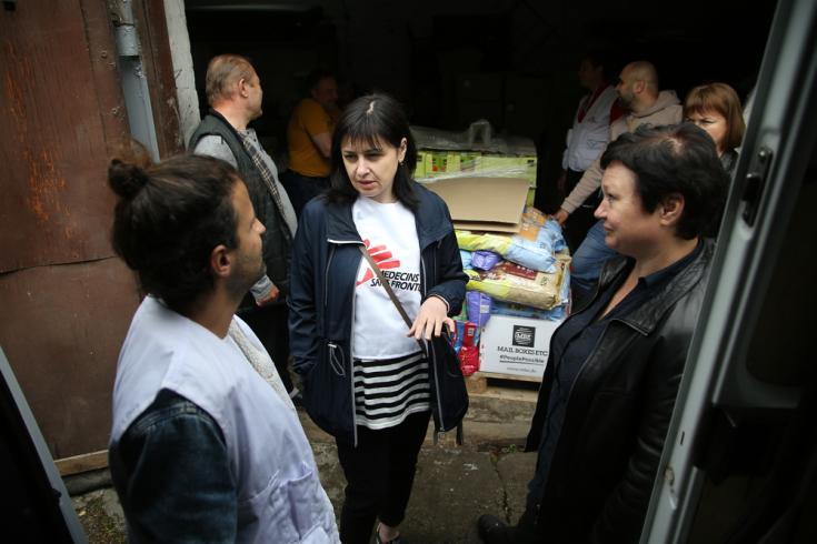 Donación de materiales para personas desplazadas en Holovanivsk, Ucrania