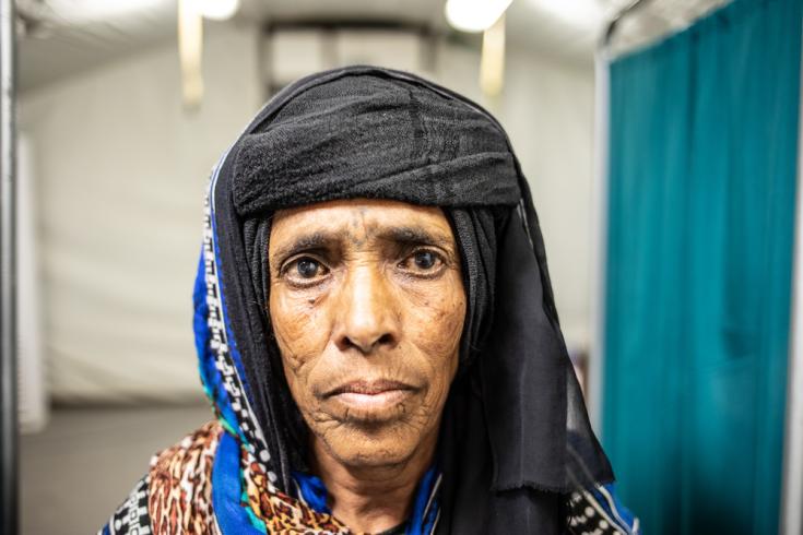 Fatma. Su nieta fue herida por una mina en Yemen.
