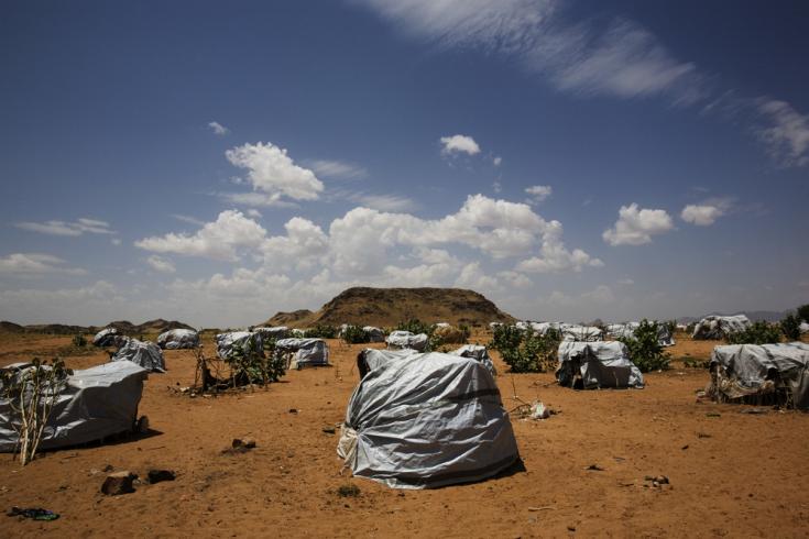 Un campamento recién creado para desplazados internos en la ciudad de Tawila, estado de Darfur del Norte, Sudán occidental.