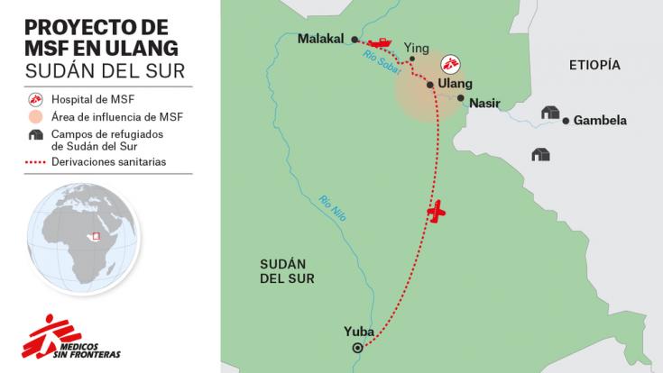 Mapa Sudán del Sur proyectos MSF